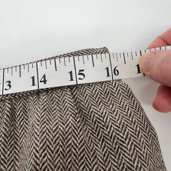 Vtg Country Suburbans Wool Tweed Midi Skirt Sz16 A-Line Brown Herringbone Pocket - Picture 10 of 11